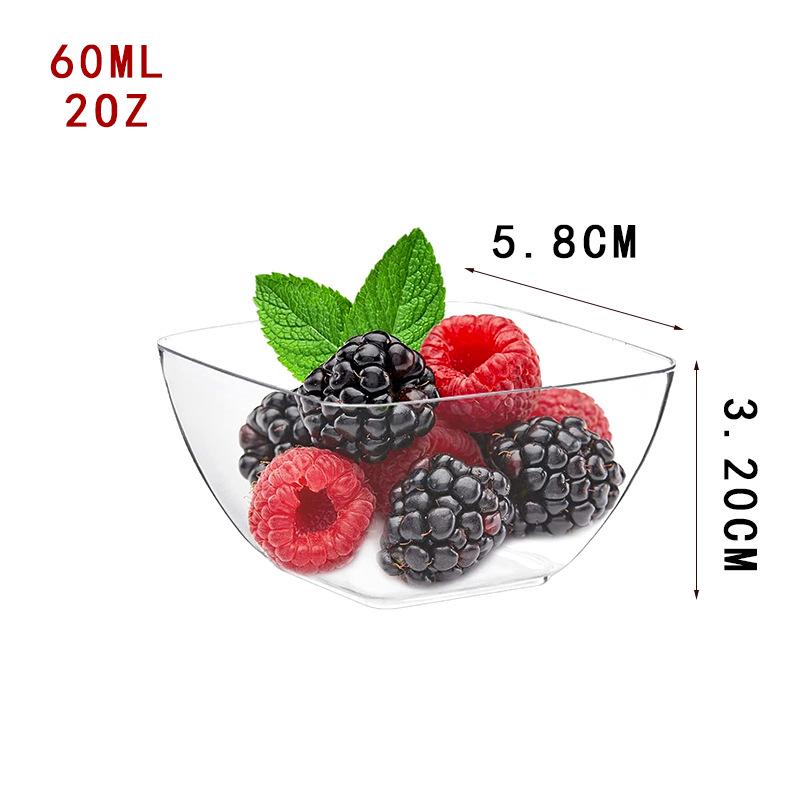 Square Transparent Disposable Dessert Cup - Perfect for Pudding, Jelly, Mousse, and Ice Cream.