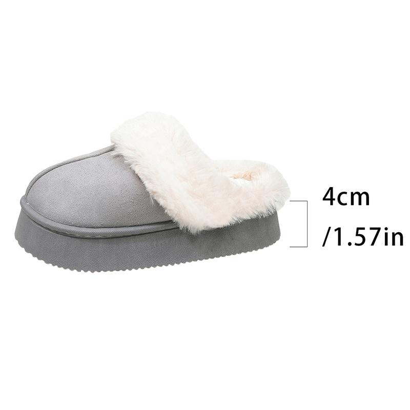 Fashion Fashion Women Platform Fluffy Slippers Winter Comfort Warm Plush Cotton Shoes Woman Thick Sole Anti Slip Indoor House Slippers