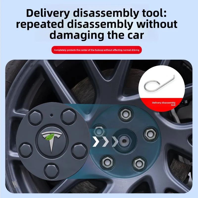 Car Sticker 4pcs For Tesla Model 3 Highland 2025 Wheel Hub Cover Protective Cover 18 Inch Wheel Hub Center Protective Cover Car