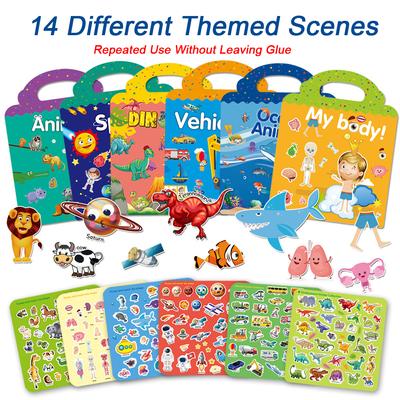Children's Reusable Stickers Books Kawaii Stationery Stickers for Kids Early Education Cartoon Cute Stickers for Children Gift