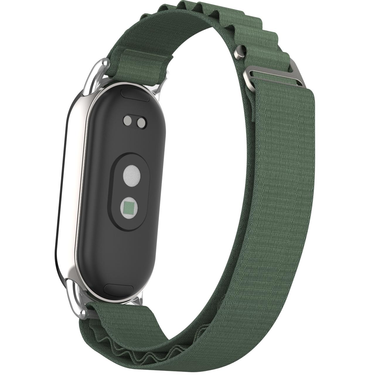 

Replacement Watch Band for Xiaomi Smart Band 9 NFC/9/8 NFC/8 Nylon Wrist Strap with Silver Connector Army Green