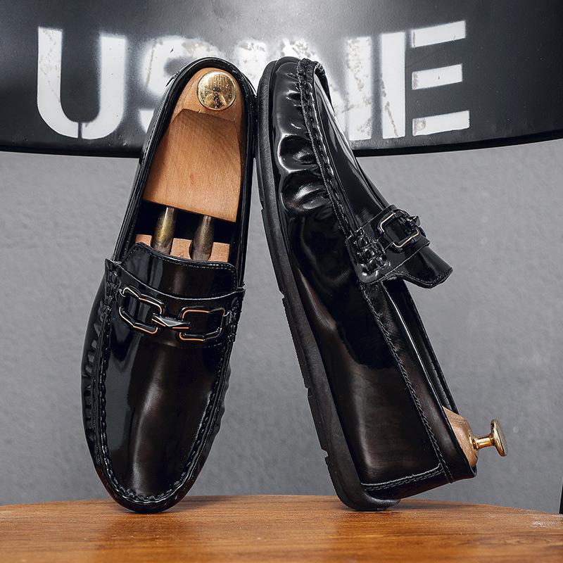 

Foot Lishi men s shoes summer Doudou shoes men s soft soles one pedal lazy casual leather shoes driving loafers leather shoes men 39
