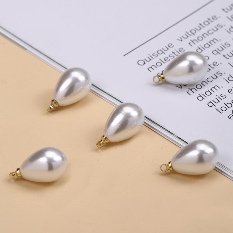 

10Pcs Imitation Pearl Drop Pendant Environmentally Friendly Highlight ABS Gold DIY Earrings Crafts Zipper DIY Making Findings