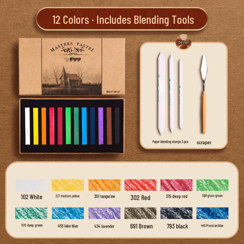 Mali Brand Pastel Chalk Set - 36 Colors Chalk Powder with Brushes for Beginners