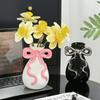 Ceramic Vase with Cute Bow Three-dimensional Ribbon Cartoon Bow Flower Vase Floral Arrangement Accessories Home Decoration