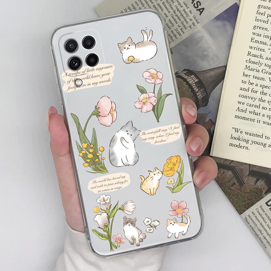 Phone Case For Samsung Galaxy A22 4G 5G Cover Silicone Transparent Fashion Love Heart Butterfly Protective For Samsung A 22 Capa