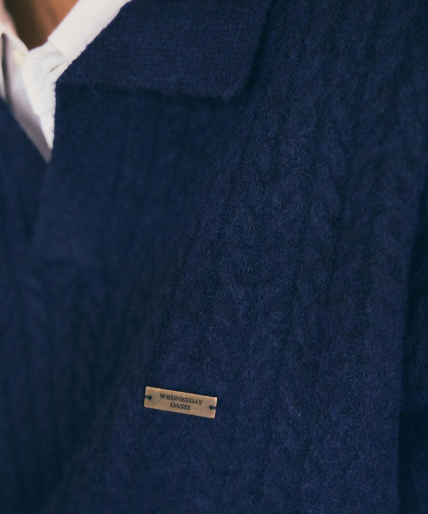 Wednesday Oasis British Cable Open Collar Knit_Navy(Wc25-Kn74)