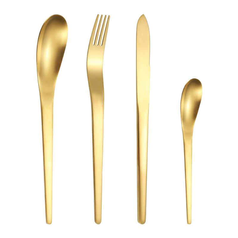 New Creative 304 Stainless Steel Cutlery Set Luxury Gold Tableware Matte Spoons Steak Knife Fork Dinnerware Set Kitchen Utensils