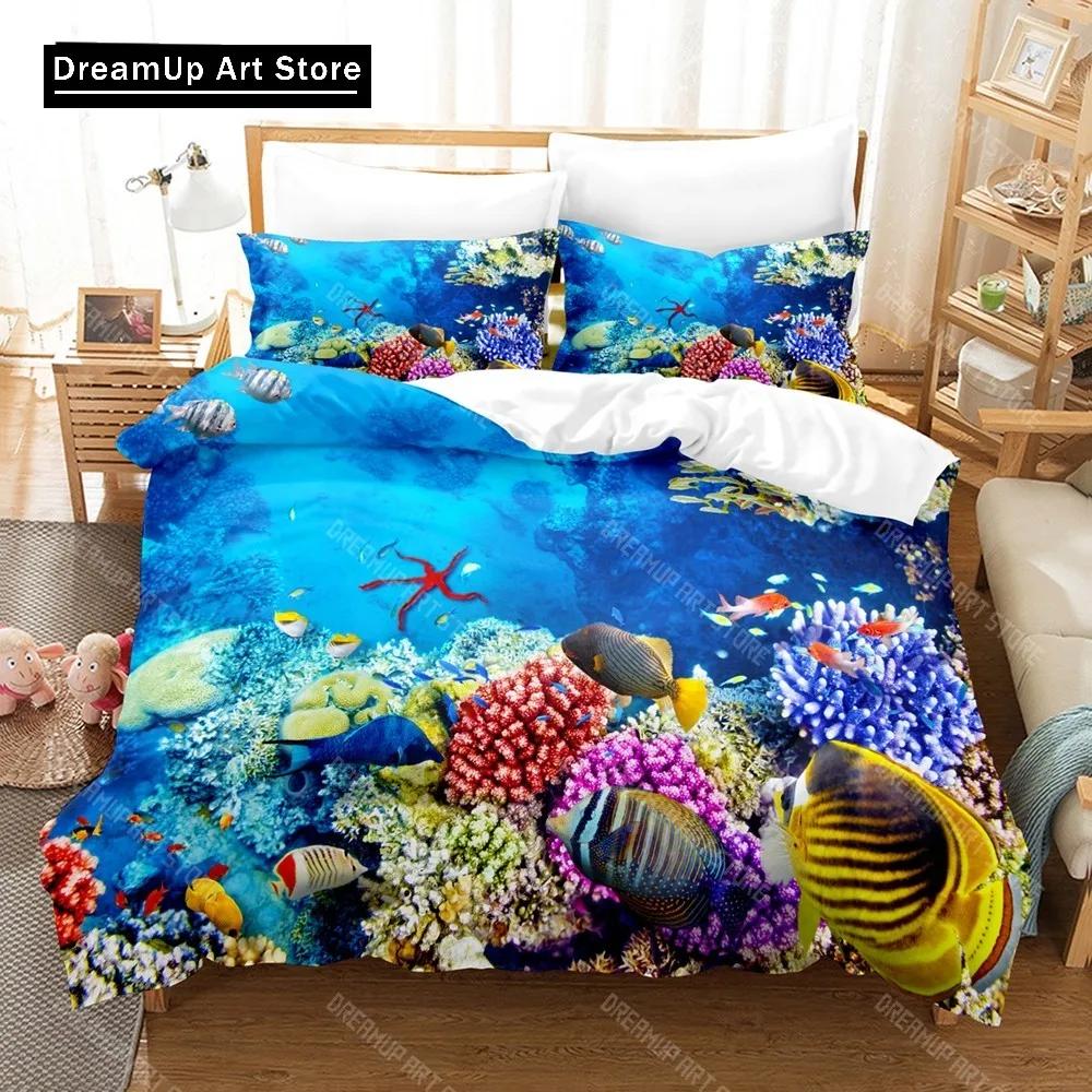 3D Print Undersea World Bed Linen Set,King Size Duvet Cover,Bedroom Bedding,Home Textile,Double Kid Quilt Cover,Dropship