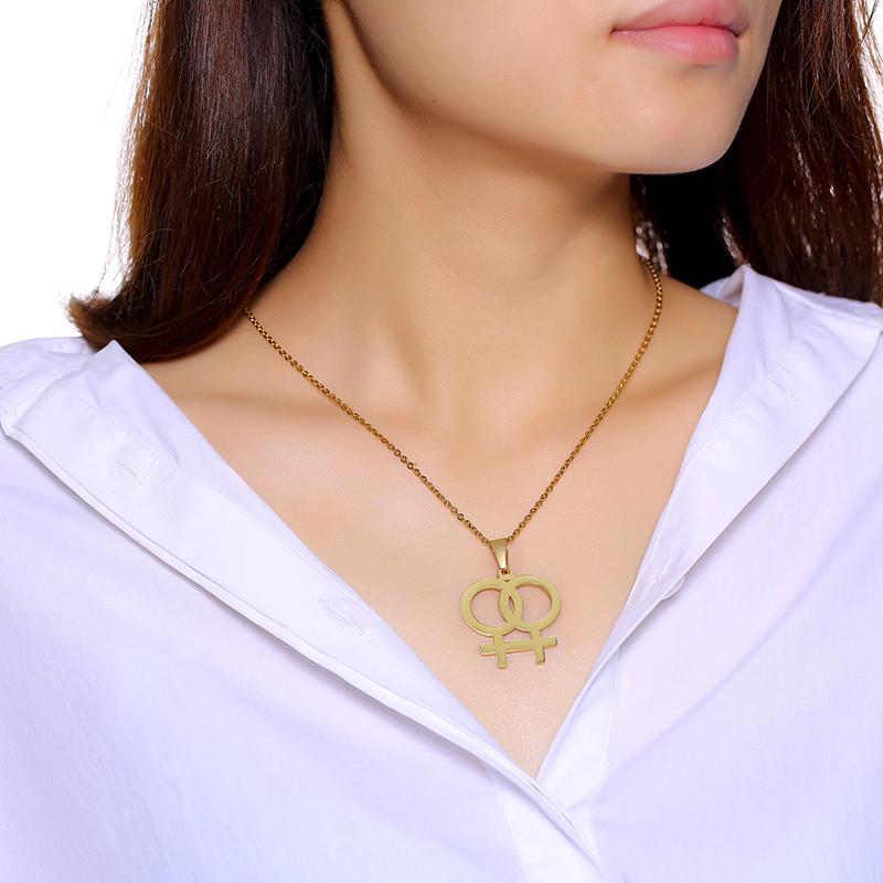 Female Symbol Necklaces for Women Three Colors Stainless Steel Lesbian Pendant Casual LGBT Jewelry