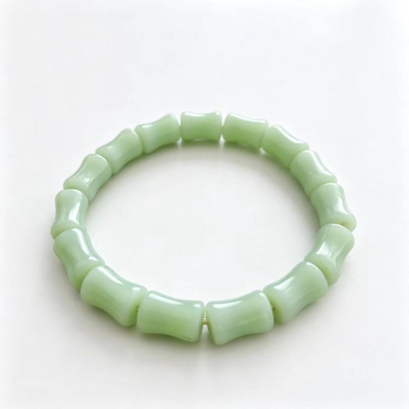 Imitation Jade Bamboo Shape Beaded Bracelets For Women Healing Jewelry With Elastic Cord
