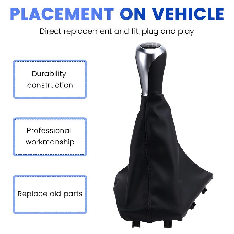 Samochodowa 6-biegowa manualna dźwignia zmiany biegów Gałka zmiany biegów z pyłoszczelnym mieszekiem ze skóry PU Do BMW Serii 1 3 F20 F30 2011-2016-A87Q