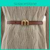 Fashionable Womens Minimalist Genuine Leather Belt Mshaped Metal Belt Buckle