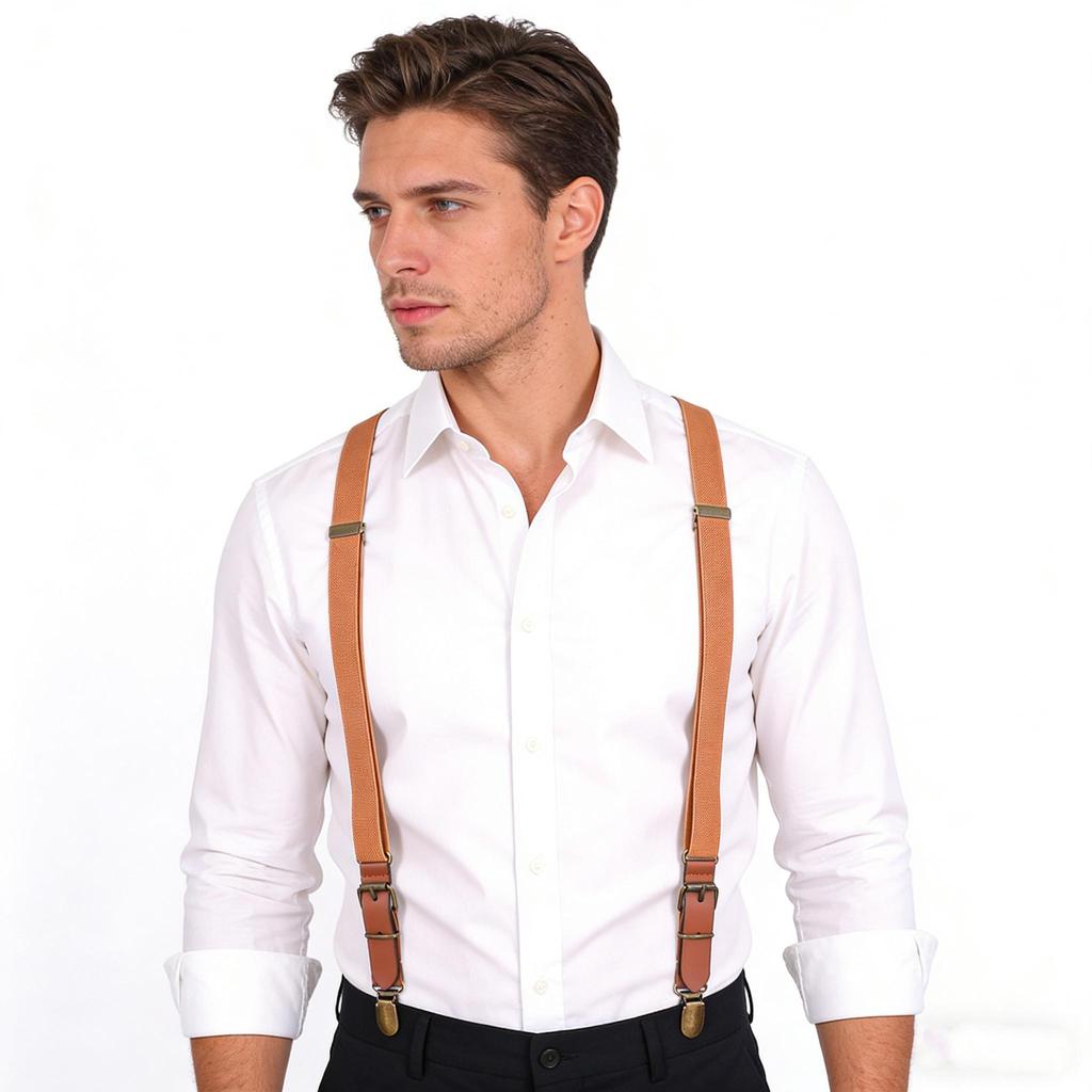 Unisex Y Back Suspenders 3 Clips Adjustable Elastic Braces for Adult Kids