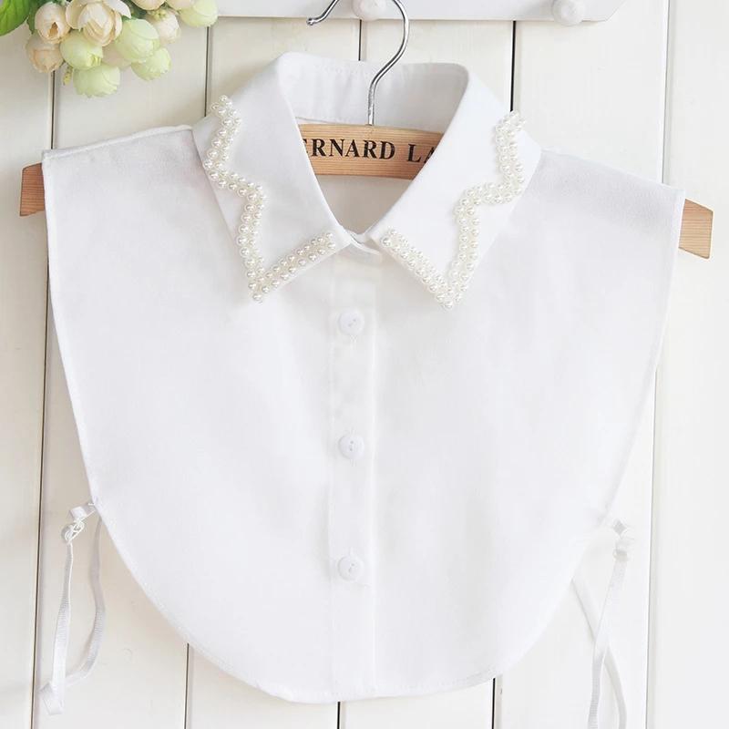 22 Styles White/Black Women Fake Collar Shinny Beaded Detachable Collars Half Shirt Blouse Sweater False Collars Female Faux Col