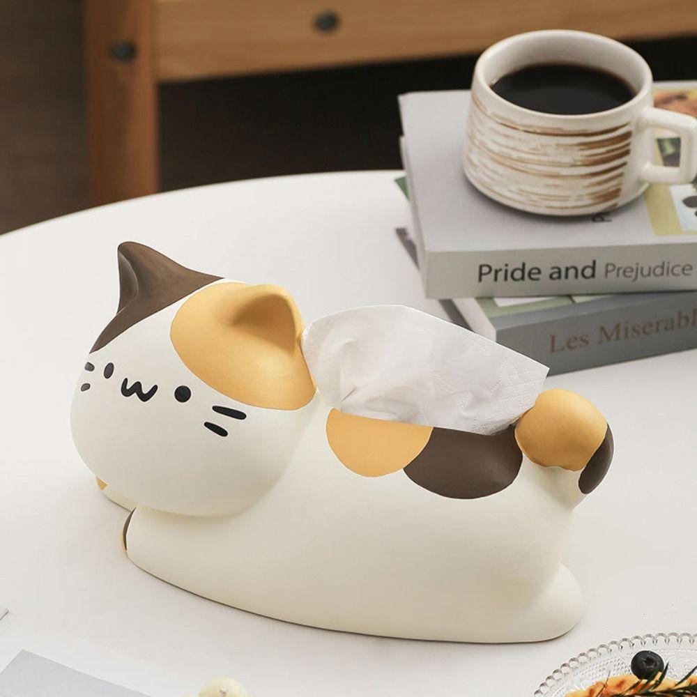 Ceramic Cat Tissue Box Luxury Paper Storage Holder Bathroom Decor Napkin Organizer  Hotel