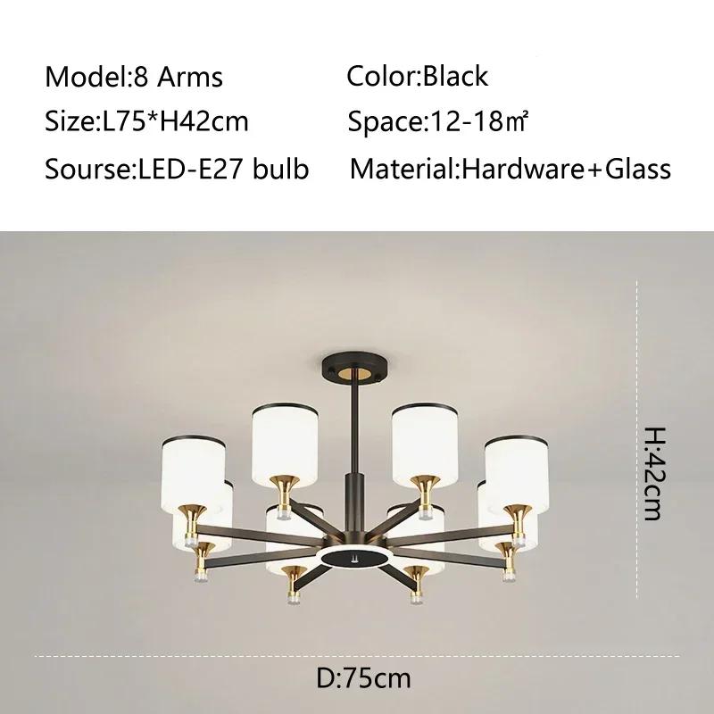 modern creative living room Chandeliers glass lampshade golden black ceiling light dining room hotel home lighting decoration