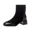 Yuexinwang genuine leather flat for Huizhou women's shoes grape mother same short leather boots autumn and winter new thickened Martin boots women