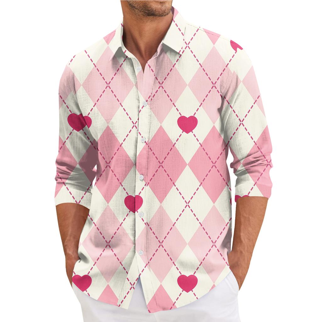 Men'S Casual Loose Fitting Long Sleeved Shirt Fashionable Lapel Shirt Top