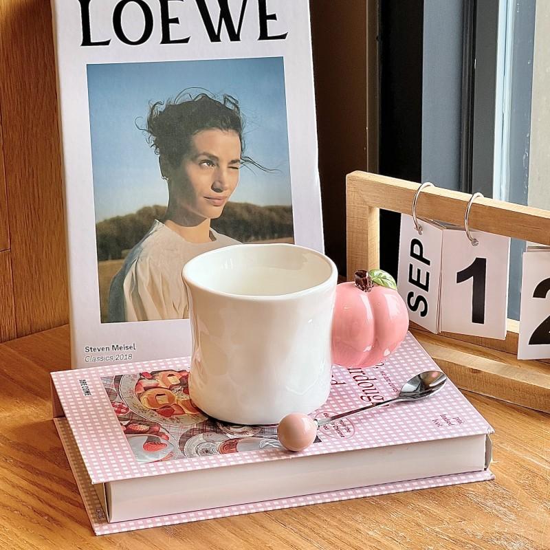 Original Apple Peach Cup Hand-painted Ceramic Mug High Value Couple Cup Niche Birthday Gift