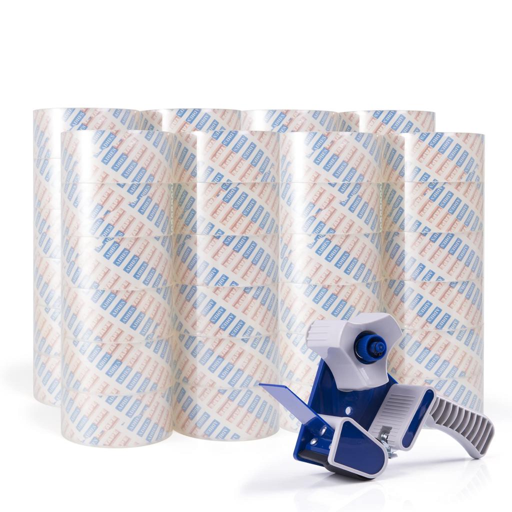 ADHES OPP Klebefolie, transparent, für schwere Verpackungen, 48 mm x 48 cm, inkl. 1 Spender, Klebeband, Klebeband, Klebeband, Umzugsband, Lieferung, Artikel, 50 m, Packungen,