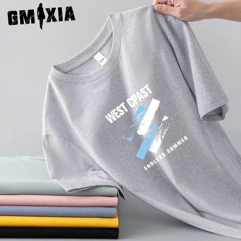 

GMXIA Хлопковая футболка с коротким рукавом Мужская модная свободная футболка с рукавом до локтя с принтом Сочувственная футболка M светло-серый