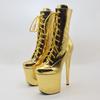 20Cm Yellow Short Boots, Nightclub Model Dancer Shoes, Pole Dance Shoes for Performance, Snake Pattern Super High Heel Hollow YKC