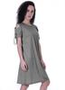 Moomaya Cold Shoulder T-shirt Dress Round Neck Casual Knee Length Summer Dresses For