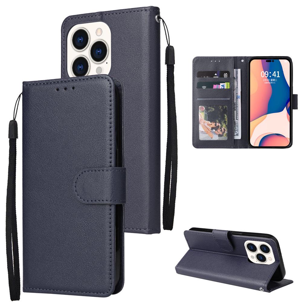 For iPhone 15 Pro PU Leather Wallet Cell Phone Stand Case Card Holder Shockproof Phone Cover