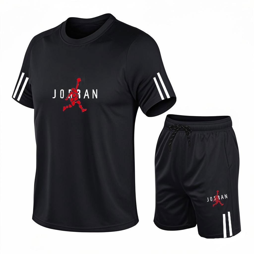 Hochwertiges Herren Kurzarm-Shorts-Set Bedrucktes Sportset Herren Freizeitmode Kurzarm-Shorts