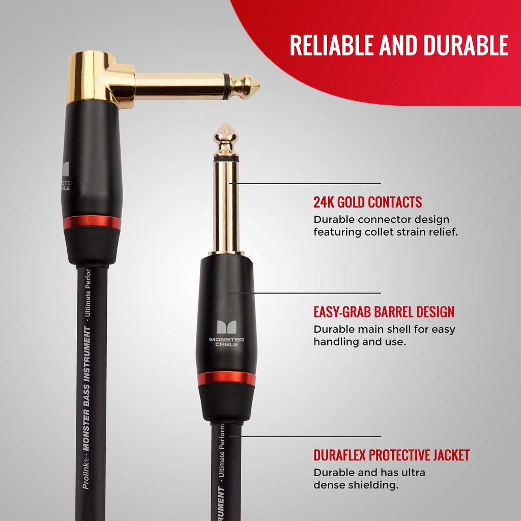 MONSTER CABLE 21ft Straight XL Plug for Bass 600551 BASS2-21A (M) Guitar,