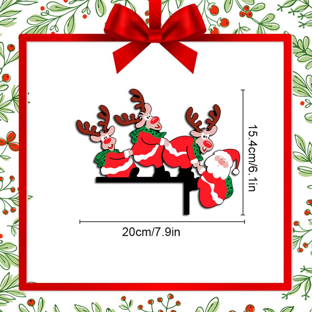 Wooden Christmas Door Top Corner Decor, Xmas Door Corner Sign, Funny Holiday Home Door Frame Party Creative Ornament For Home Window Door Wall