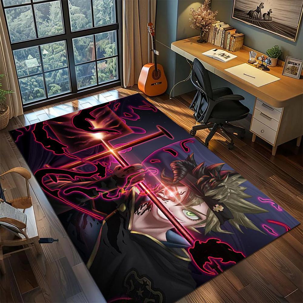 Black Clover Printed Rug Carpet Non Slip Washable Floor Mat for Gamer Room Large Area Rug Home Decor Bedside Carpet -xia01