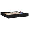VidaXL Bac à Sable avec Sièges, Jeu de Sable pour Enfants, Aire de Jeux pour Tout-petits Jardin Extérieur, Noir Carré Bois 825041