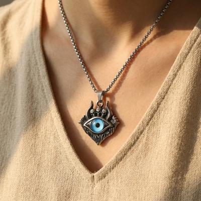 Men Women Hip-hop Devil's Eye Sweater Chain Retro Joint Triangle Pendant Personalized Fashion Unisex Long Necklace