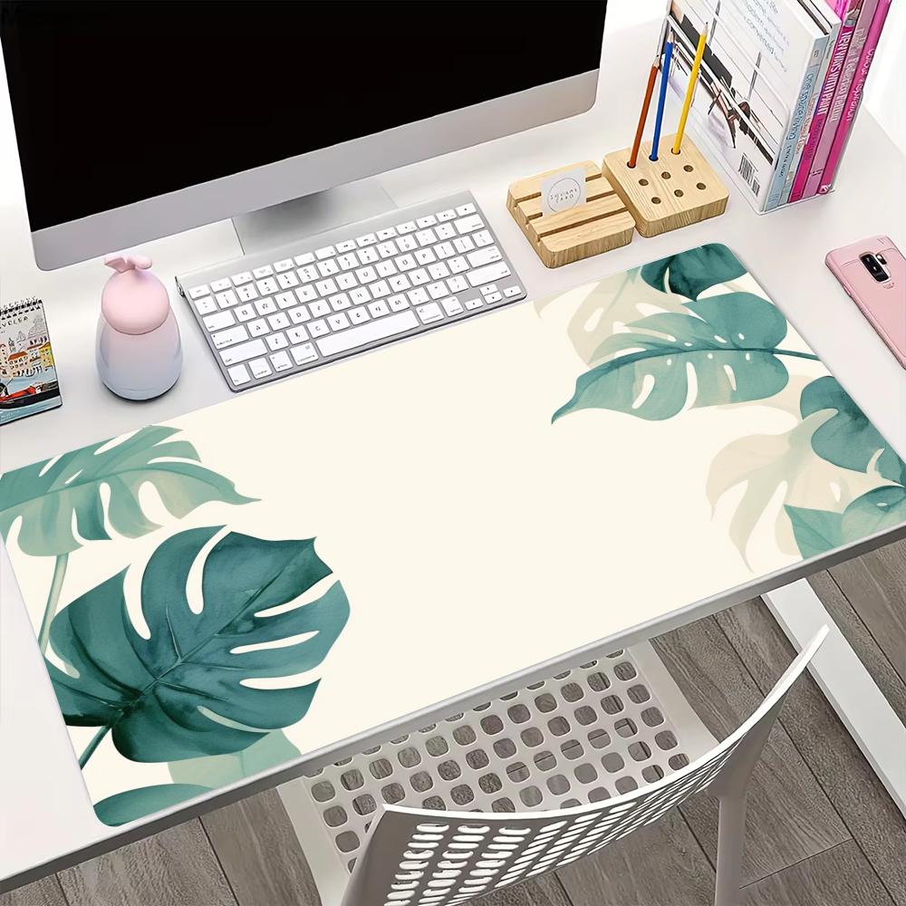 XXL Green Tropical Leaves Botanical Mouse Pad Anti-Slip Rubber Base Gaming Desk Mat Computer Keyboard Mat for Office Accessories