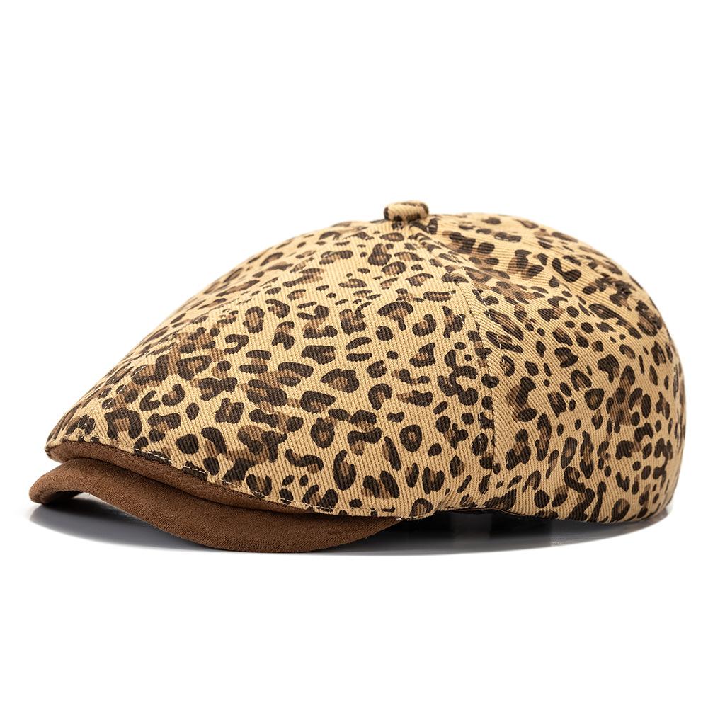 

Retro Leopard Print Forward Cap Big Head Cap Women s Spring Autumn Beret