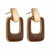 FTCY Vintage Brown Hollow Square Drop Earrings for Women Wedding Party Geometry Metal Earrings Trend Classic Women's Zircon