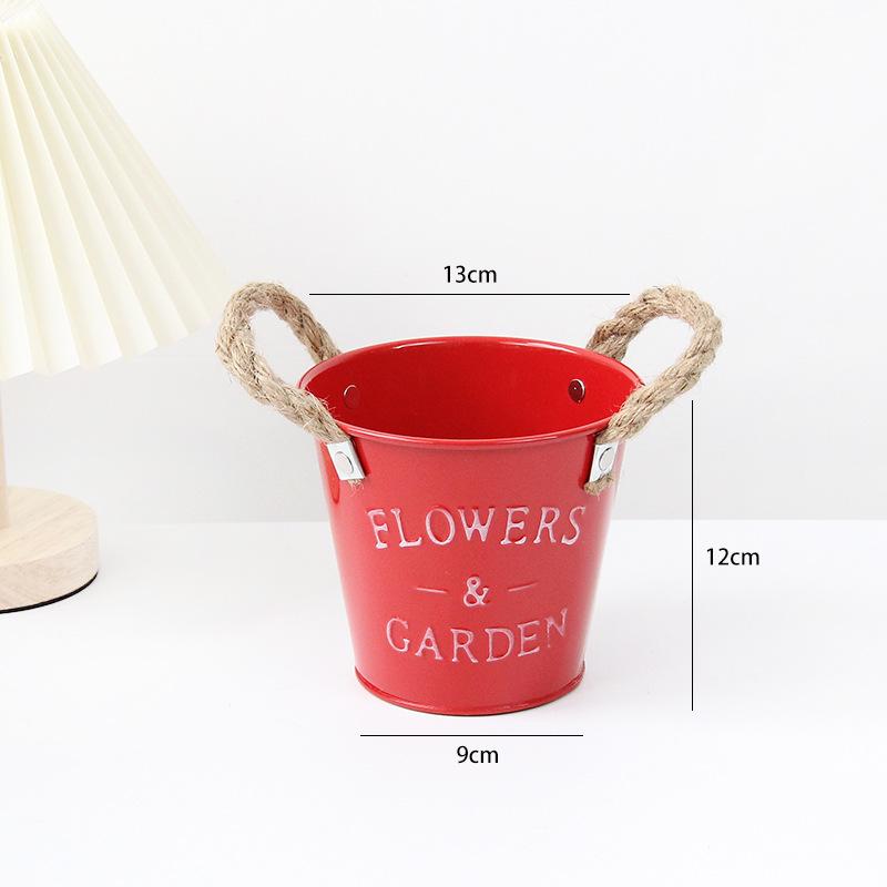 Small Retro Distressed Whitewashed Tin Flower Pot for Tabletop or Balcony Decor, Ideal for Succulents and Iron Lettering