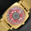 ART DECO VINTAGE REFURBISHED HAND-WINDING SWISS MENS RED DIAL WATCH A701116-5 R205b-a701116