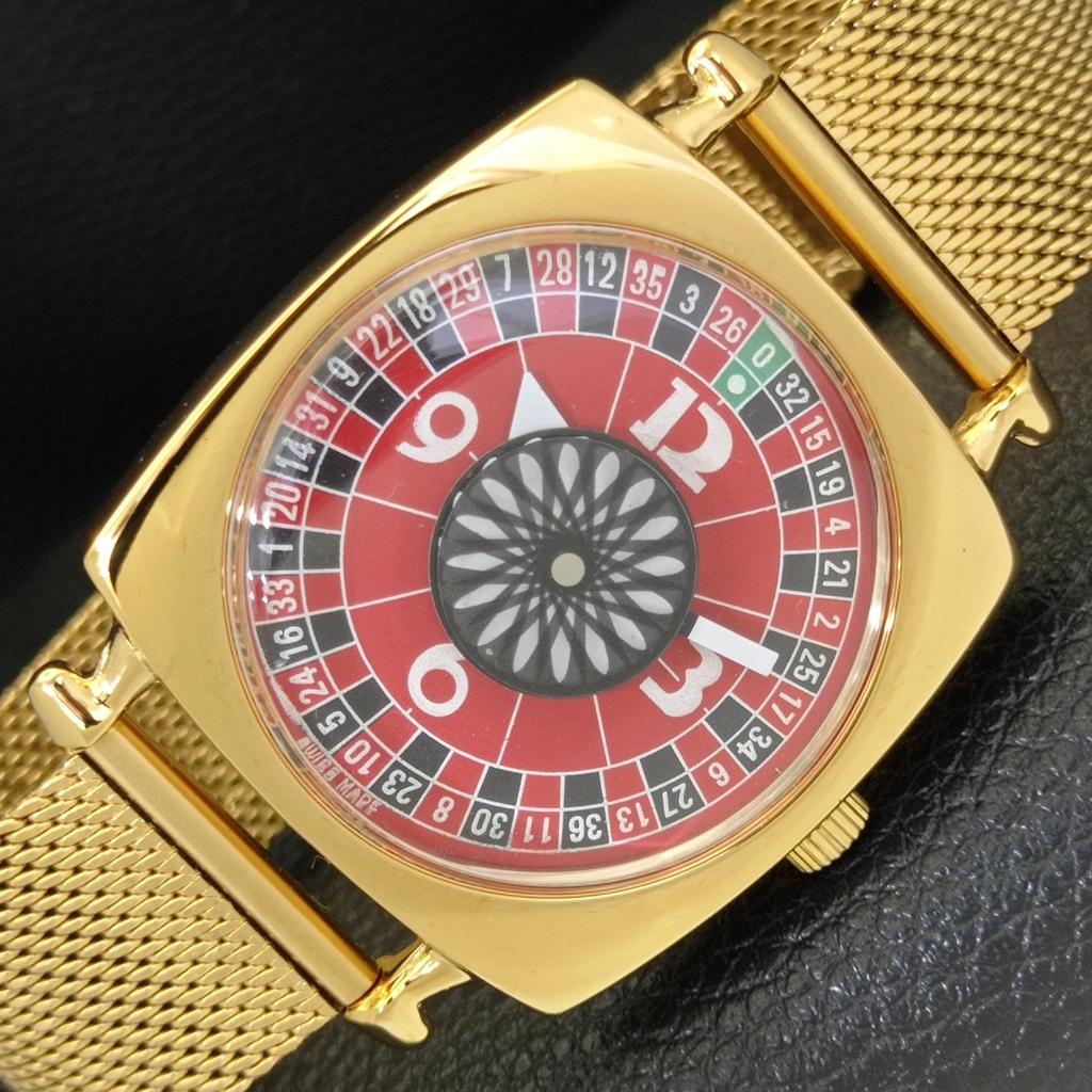 

ART DECO VINTAGE REFURBISHED HAND-WINDING SWISS MENS RED DIAL WATCH a701116-5 R205b-a701116