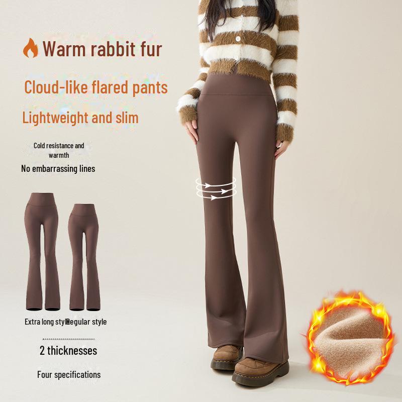 Women's High Waist Tummy Tuck Fleece Flared Yoga Pants for Autumn/Winter