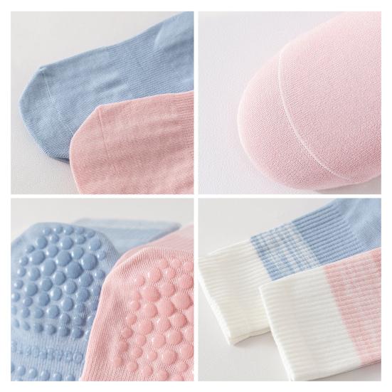 1 Pair Yoga Socks with Non-slip Gripper Breathable Moisture-Wicking Ballet Dance Fitness Pilates Athletic Gym Sports Mid-calf Cotton Socks