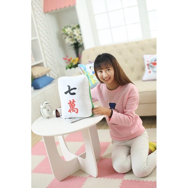 Mahjong Themed Plush Pillow Toy With Pp Cotton Filling For Home Decor Gift Special Characters Included
