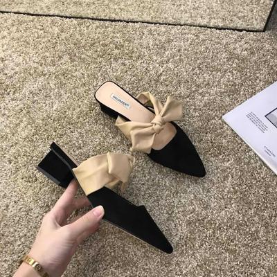 Xiaoxiangfeng coole Hausschuhe Damenschuhe 2025 Frühling und Sommer Außenbekleidung Schleife Zehenkappe hoher Absatz Internet-Berühmtheit Halbschuhe