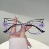 Butterfly Shaped Eyeglasses Women Fashion Hollowed Rim Blue Light Blocking Optical Frames Trendy Stylish Design Glasses