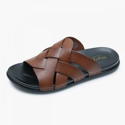 Raven Men S Natural Cow Leather Slipper Brown W183058rb M