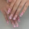 24Pcs Green French Fake Nails With Diamond Gold Butterfly Elegant Long Square Acrylic Artificial Press On Nails
