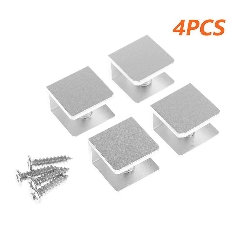 4 st Kvadratiska Glasklämmor Glasfäste Hållare Hyllklämma Aluminiumfäste Stöd För 5 mm 6 mm 8 mm 10 mm 12 mm Tjockleksskiva
