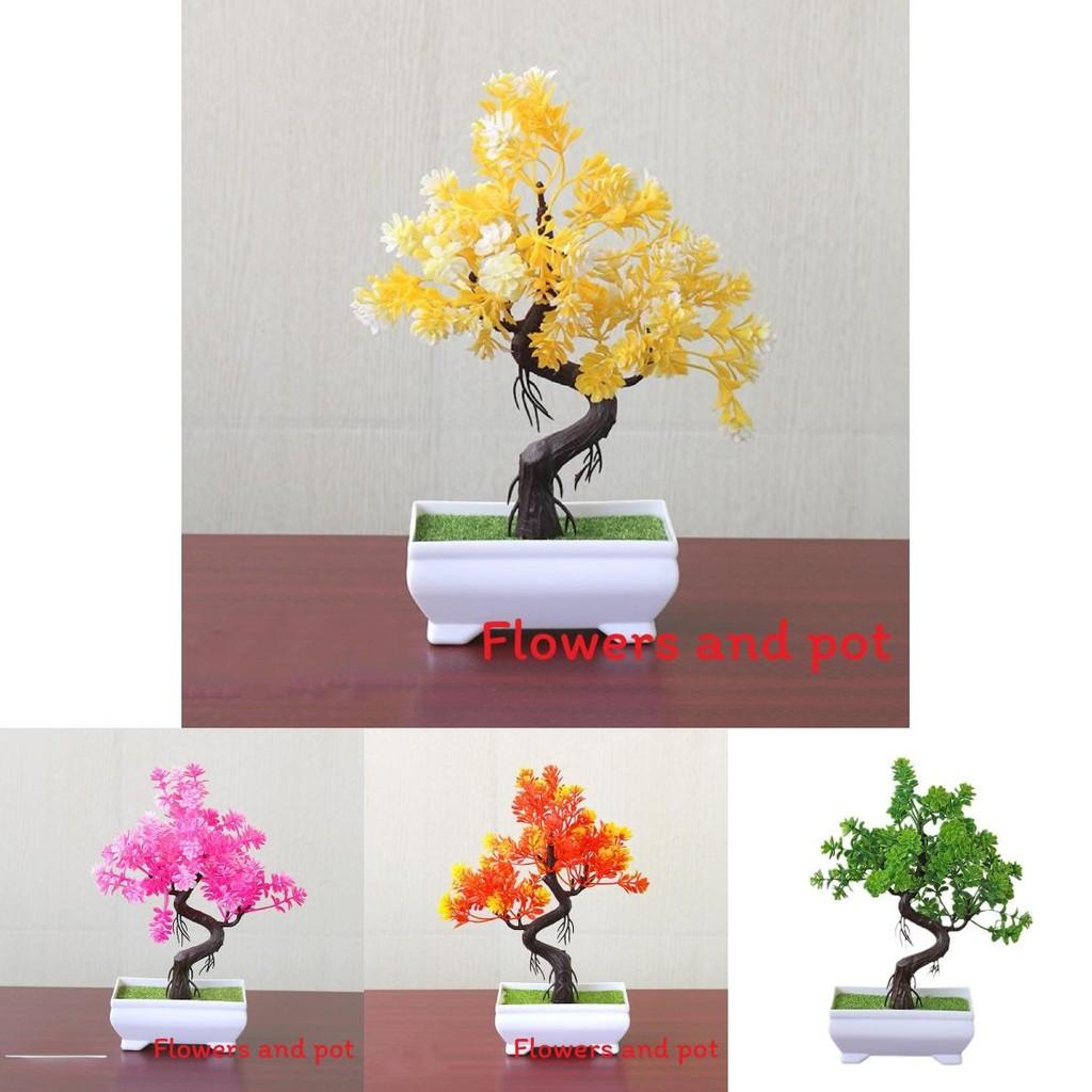 Realistic Artificial Bonsai With Container For Office Space And Coffee Shop Decor